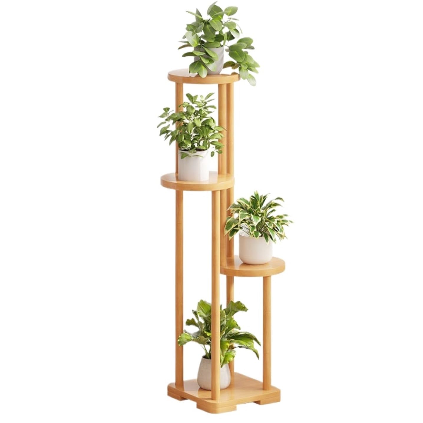 YUANCHUTOP Tall Natural Bamboo Plant Stand - Indoor/Outdoor Multi-Pot Holder & Flower Rack - Eco-Friendly Display Shelf for Home & Garden Décor - Stylish & Durable Plant Shelf
