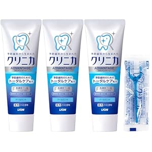クリニカ アドバンテージ ［医薬部外品］ ハミガキ クールミント 歯磨き粉 フッ素 130g×3個 +フロス付き" 