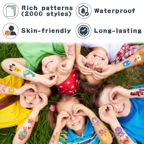 image for Partywind 168 Sheets (2000 Styles) Kids Temporary Tattoos for Party Su