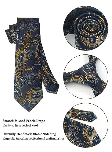 Image of Paisley Floral Mens Tie Formal Necktie Pocket Squares Ties Clips Cufflinks Classic for Men Set