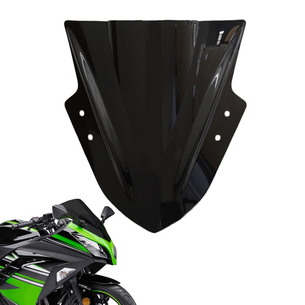 Black Windshield Windscreen Double Bubble for Kawasaki Ninja 300 EX300R EX300 2013 2014 2015 2016 2017 2018 Wind Deflectors ABS Plastic Motorcycle