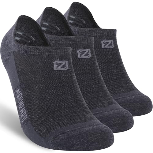 ZEAL WOOD Merino Wool No Show Athletic Socks Ankle Running Golf Tennis Low Cut Hiking Socks 3 Pairs