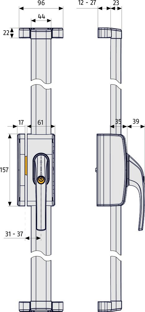 Abus Fos650 Al0125 Spranga con Blocco, Serratura a Spinta con Cilindro per Finestre, Chiave Maestra, Livello di Sicurezza: 10, 73003, Bianco | Cilindro di pressione nel manico, livello di sicurezza 10, regolazione mandrino 31-37 mm, per plastica, allumini