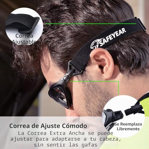 Miniatura 6 de Safeyear Gafas De Seguridad Antivaho En166 Sg002 - Gafas De Seguridad Antiarañazos Con Cordón Para El Cuello Para Adultos Para Hombres Y Mujeres, Protección Uv Para Bricolaje, Protección Ocular De
