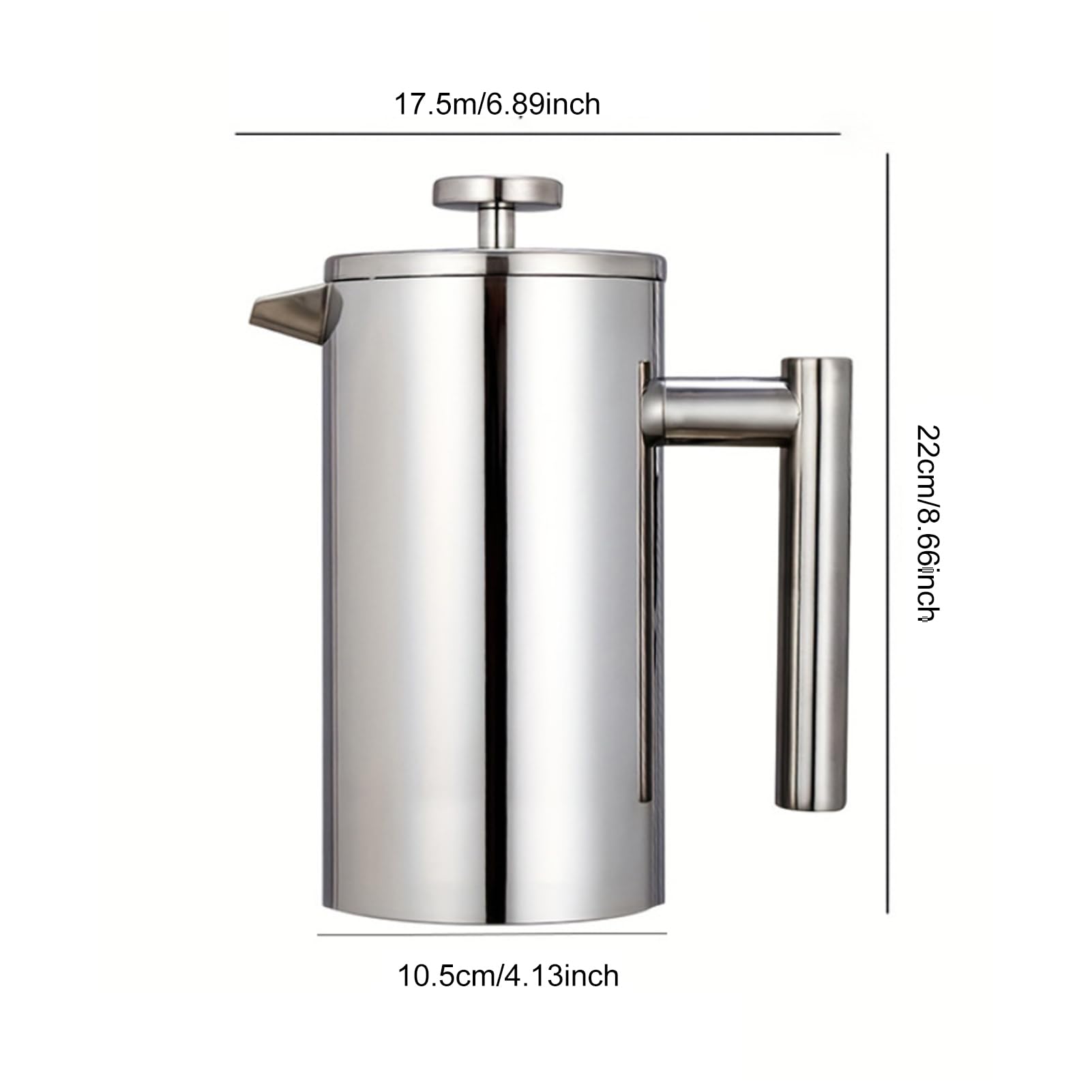 Cafetera de prensa francesa de 350 ml, cafetera de acero inoxidable 304 con aislamiento de doble pared, sistema de triple filtración para una preparación óptima, ideal para el hogar, oficina