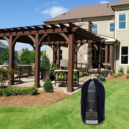 AJFHKJ Capa Protetora Gaiola Pássaro Redonda Preta, Universal, À Prova de Vento e Chuva, Luz do Sol,