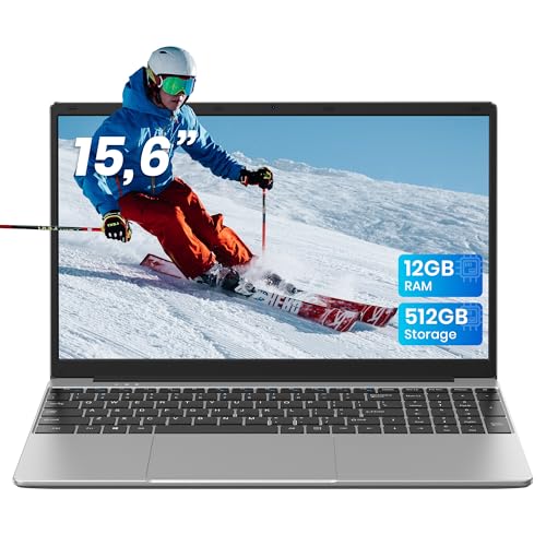 jumper Laptop 15,6 Zoll FHD Display, 12GB RAM 512GB SSD TF Erweitern 512GB, 5205U Prozessor, Leichte Business und Studenten Notebook, 2 Stereo-Lautsprecher/Typ-C/USB 3.0/Zehnertastatur