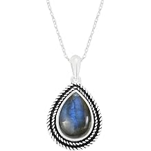 Natural Moonstone Labradorite Lapis Pendant 10x14mm Pear Gemstone 925 Silver Overlay handmade Pendant With 18 Inches Chain