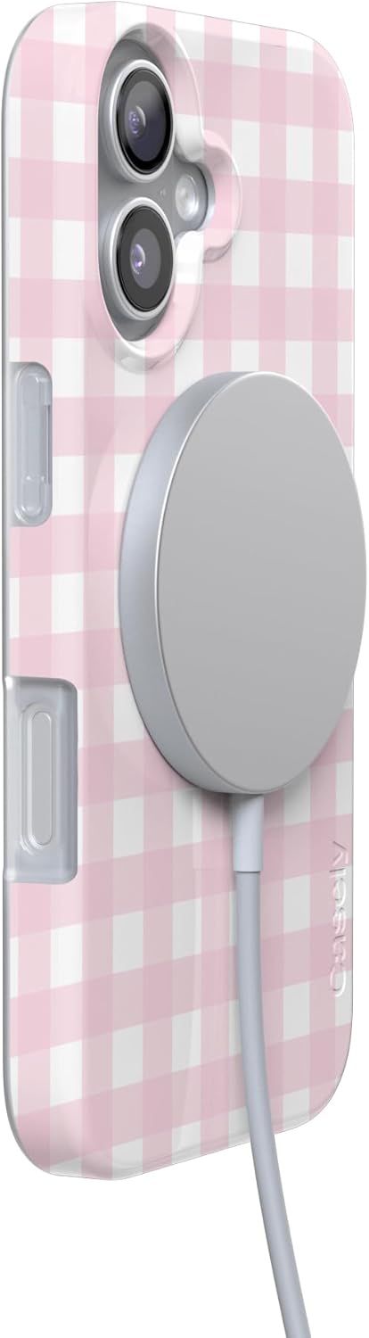 Casely iPhone 17 Case | Pink Plaid | Sunday Best | Compatible with MagSafe | Classic Ultra Slim Design