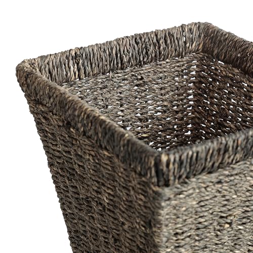 happimess Alden 2.3 Gal Square Seagrass Wastebasket, Brown, Set of 2 by happimess - Used condition - Image 5