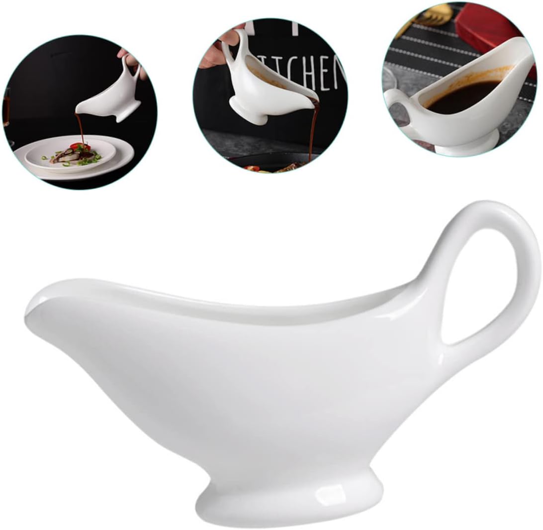 Ceramic Gravy Boat Condiment Cup 160ml White for Mustard Oil