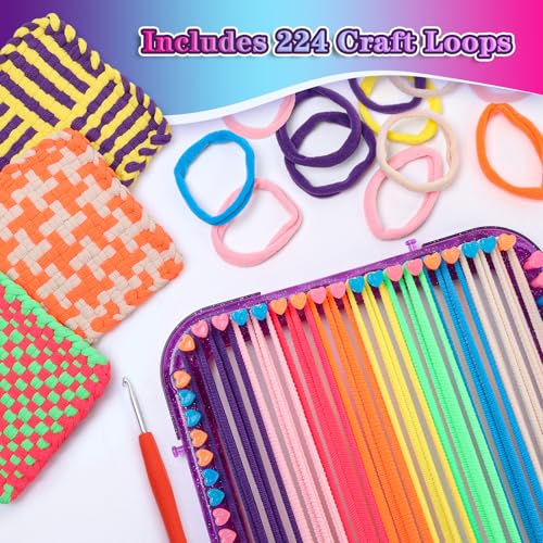 Image of Weaving Loom Refill Loops Kit - Loom Refill Loops for Weaving Potholder Loom Kit - Arts and Crafts for Kids Ages 6 7 8-12 13 Girls Boys Adults - Crafts Supplies 224 PCS in 8 Bright Colors