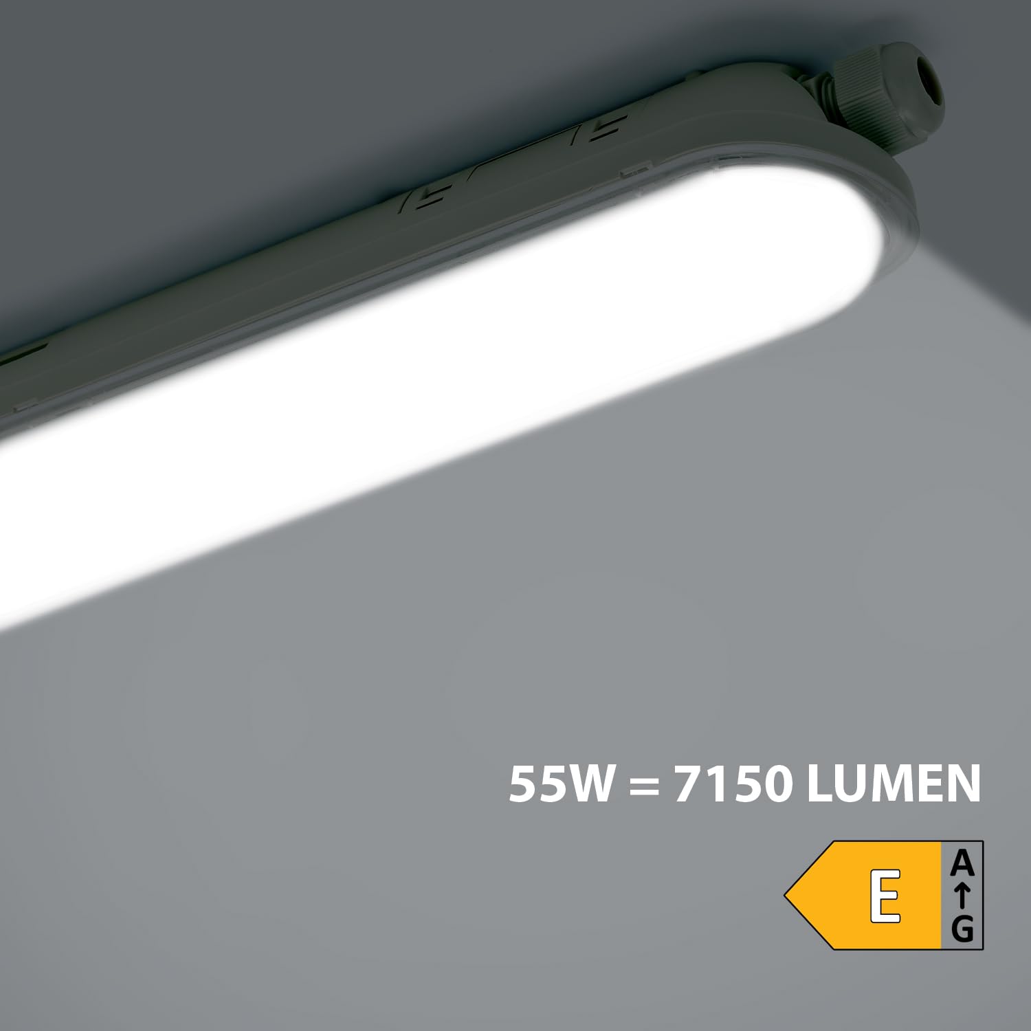 Velamp ECOPOWER: Plafonnier LED étanche, 150cm, 6600lm, extensible