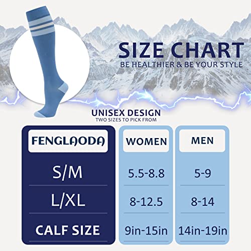 Image of fenglaoda 8 Pairs Compression Socks for Men & Women 20-30 mmHg Knee High Nurse Pregnant Running Medical and Travel Athletic
