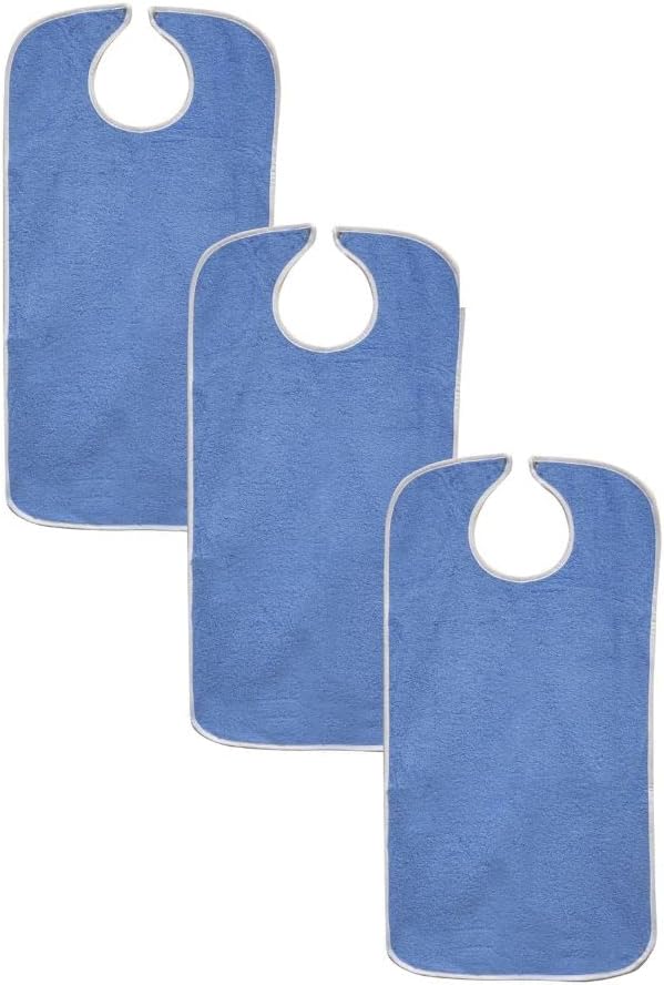 Priva Extra long Adult Bib With Protective Waterproof Backing, 18" x 35"