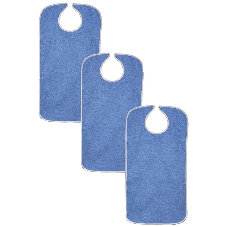 Priva Extra long Adult Bib With Protective Waterproof Backing, 18" x 35"