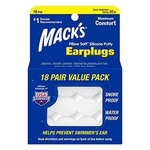 Mack's Pillow Soft Silicone Earplugs, 18 Pair - The Original Moldable Silicone Putty Ear Plugs for Sleeping, Snoring, Swimming, Travel, Concerts and Studying | Made in USA