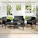 Yaheetech 4-er Gartenmöbel Set Balkonmöbel Set aus Polyrattan Terassenmöbel Außen mit 2er Sofa, 2 Stühle, Tisch & Sitzkissen für Terrasse/Balkon/Garten, Schwarz & Grau