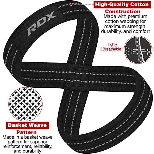 RDX Weight Lifting Straps Figure 8, Anti Slip Strap with Cuffs Wrist Support for Gym Workout Deadlift Powerlifting Bodybuilding Weightlifting, Fitness Strength Training, Hand Bar Grip for Men - Image 4