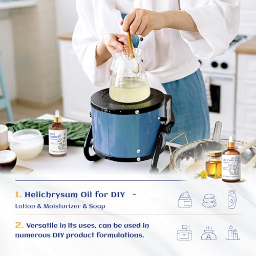 Image of HIQILI Helichrysum Essential Oil for Skin Nourish, Undiluted & Natural, Relieve Fatigue in Body Massage, Reduce Fine Line and Wrinkle, Aromatherapy Diffuser, DIY Floral Scented Gift -100ML