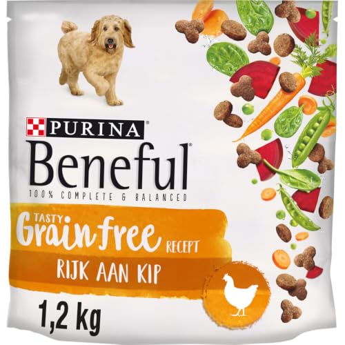 Beneful Getreidefreies Hundefutter, getreidefreie Hundebrocken Reich an Huhn mit Gemüse 1,2kg - 3 Beutel (3,6kg)