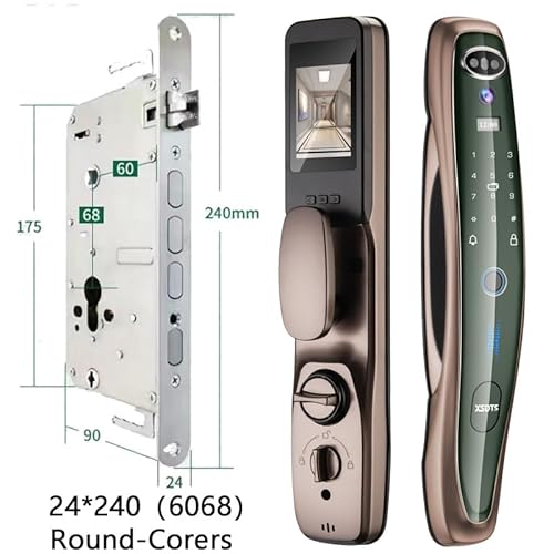 Fechadura de porta inteligente Fechadura de porta WiFi com tela, TUYA App, reconhecimento facial 3D,