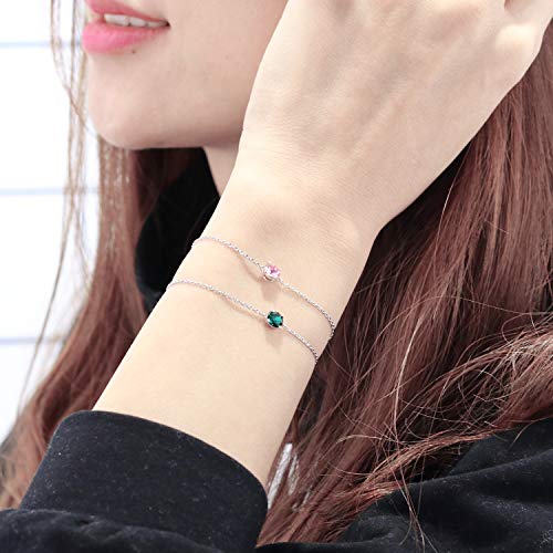 Egoo&Yamee Silver October Birthstone Bracelet White Gold Plated Copper Cz Crystal Adjustable Bangle Gifts For Women And Girls (12 Color) #TOP2