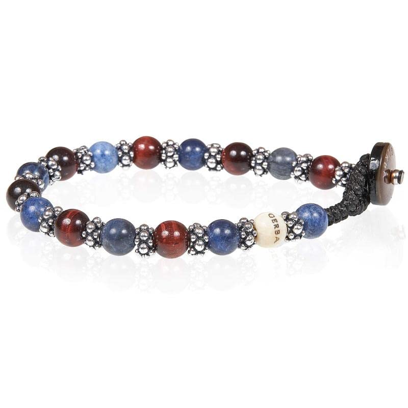 Bracciale Elastico Uomo GERBA con Pietre Naturali e Dettagli Argento 925 - STONE