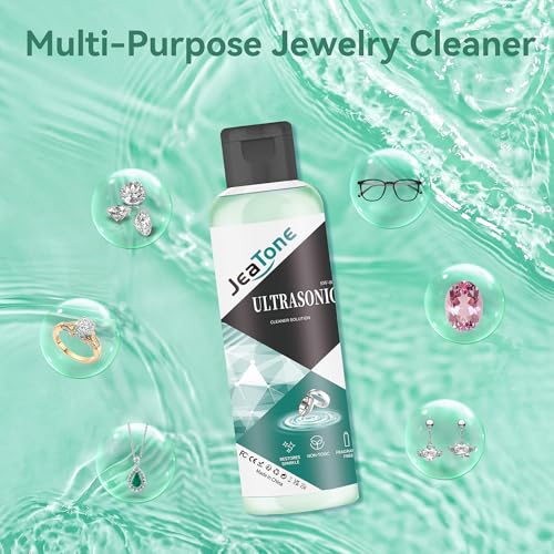 Image of Ultrasonic Jewelry Cleaner, 4oz Jewelry Cleaner Solution for Rings | Remove Odors Discoloration & Stains, Mint Eco Gentle Formula, High Yield Dilution, Safe On Diamonds, Gold, Silver, Green