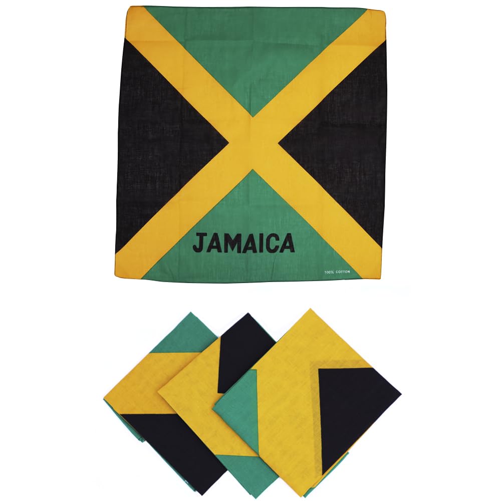 3 Pcs Face Flag Bandana Handkerchiefs 100% Cotton Print Multipurpose Head Wrap Scarf