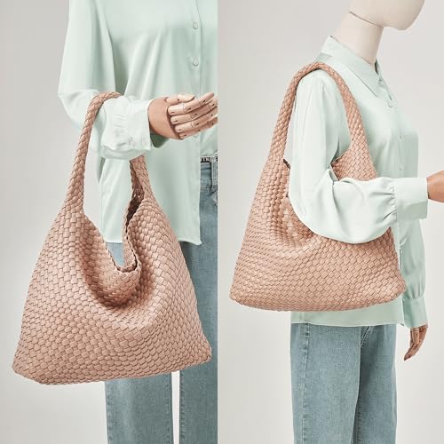 DAILANDO Fashion Woven Tote Bag for Women, Large Capacity Designer Shoulder Weave Hobo Purse