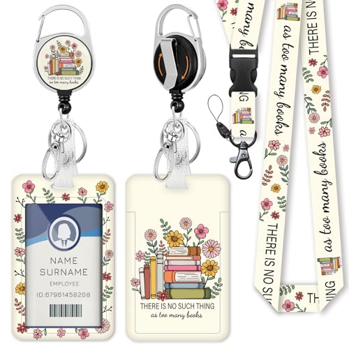 Idée cadeau pour amateurs de livres avec ce cordon porte-badge floral de bureau