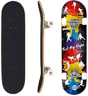 Seasonland Skateboard 7 Layers Decks 31"x8" Pro Complete Skate Board Maple Wood Longboards for Teens Adults Beginners Girls Boys Kids