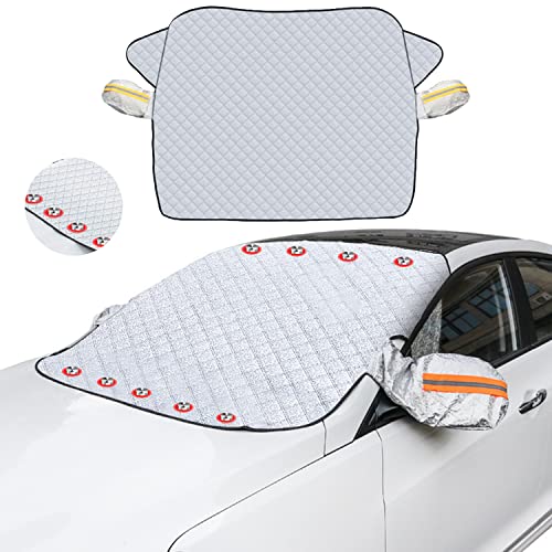 Aohcae Car Windscreen Cover, 56x44 Inch Car Windshield Cover with Magnet Frost Guard Waterproof, Snow, Ice, Frost Winter Car Snow Cover Fits Most Van & Suv Car Windshield Sun Shade