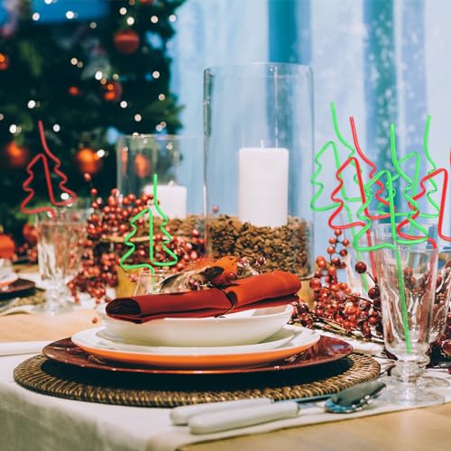 Whaline 50 pitillos plásticos navideños rojo y verde miniatura 5