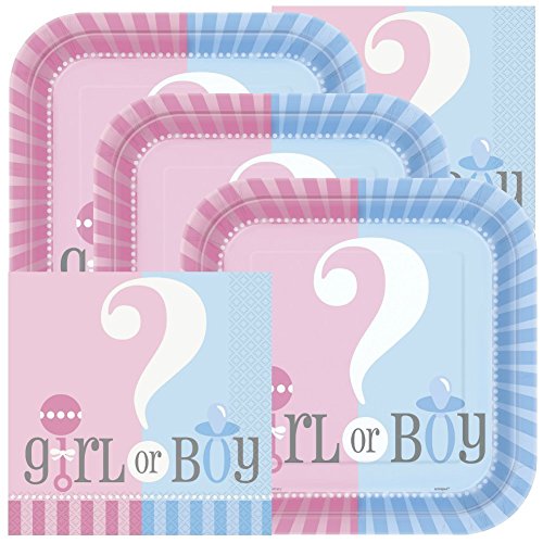 Gender Reveal Themed Baby Shower Napkins and Plates (Serves 32)