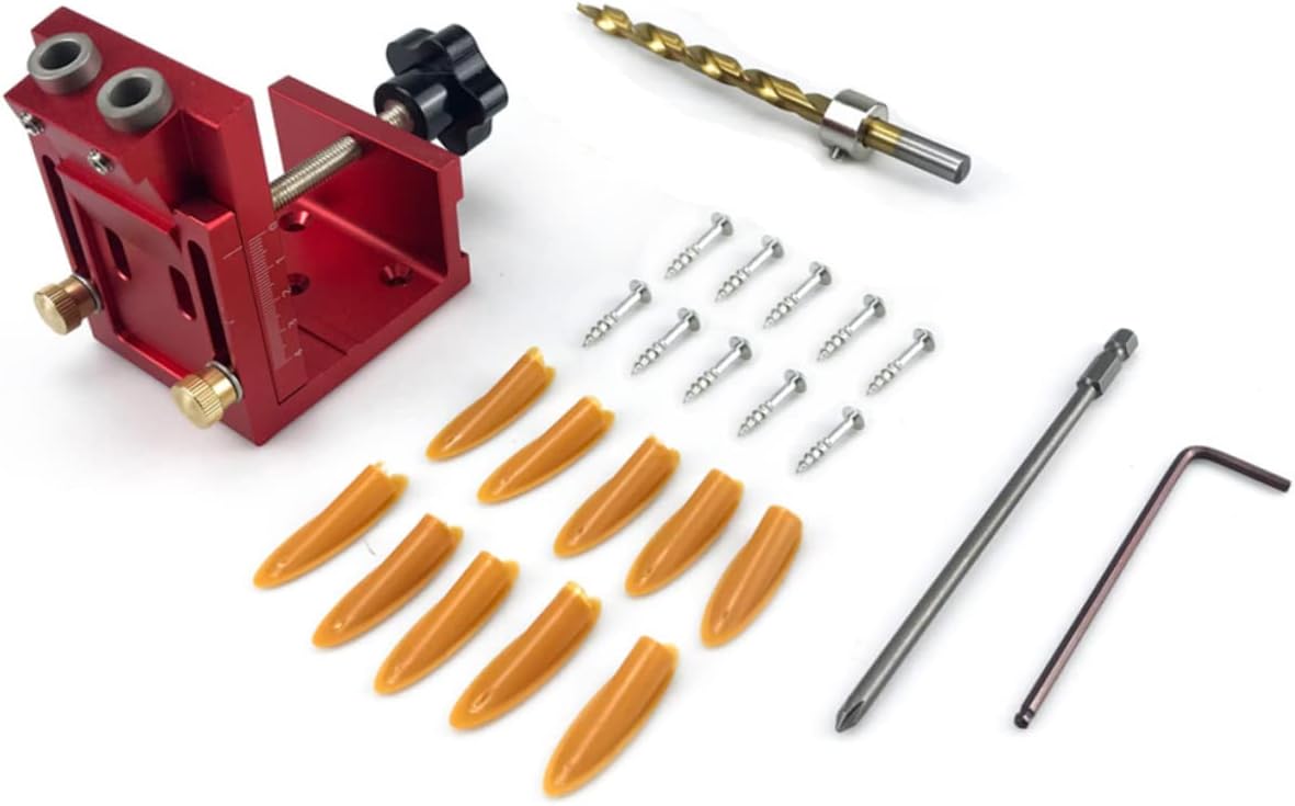 jojofuny Drill Jig for Straight Pocket Hole Jig Drill Guide Woodworking Tools Accessories Pocket Hole Kit