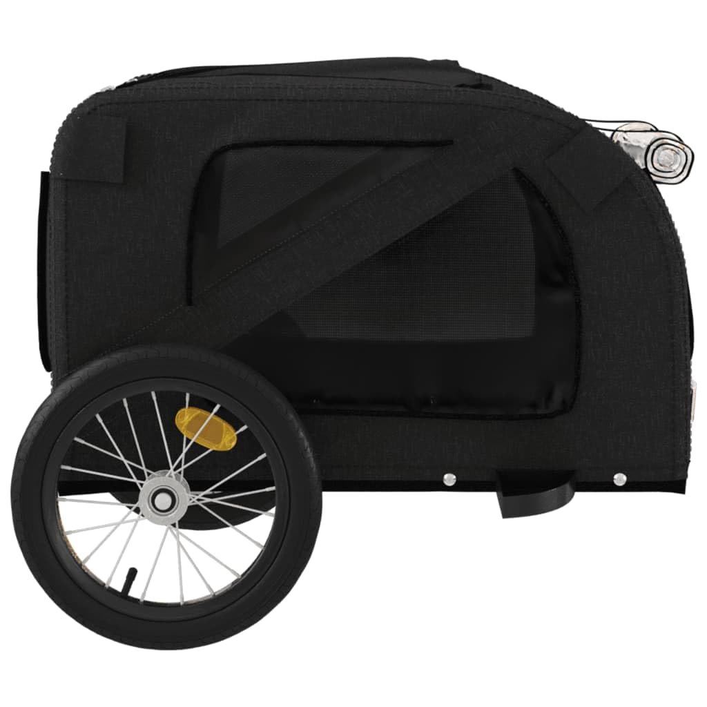 Przyczepa rowerowa dla psa, czarna, tkanina Oxford, żelazo, składana, przenośna, z osłoną ochronną, na spacery, wędrówki, urlop, do 45 kg