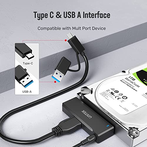 Unitek Sata To Usb 3.0 Type C & Usb A, Sata Iii Cable Hard Drive Adapter Converter For Universal 2.5/3.5 Sata Hdd/Ssd Hard Drive Disk, Optical Drive, Include 12V/2A Power Adapter #TOP1