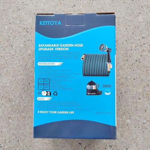 KETTOYA 100FT Expandable Garden Hose, Flexible Water Hose with 10-Pattern Spray Nozzle, Leak-Proof Retractable Heavy Duty Hose Pipe, 4-Layer Latex Core, Durable 3750D, Male Valve Connector, Kink-Free 11 KETTOYA 100FT Expandable Garden Hose, Flexible Water Hose with 10-Pattern Spray Nozzle, Leak-Proof Retractable Heavy Duty Hose Pipe, 4-Layer Latex Core, Durable 3750D, Male Valve Connector, Kink-Free - Image 11
