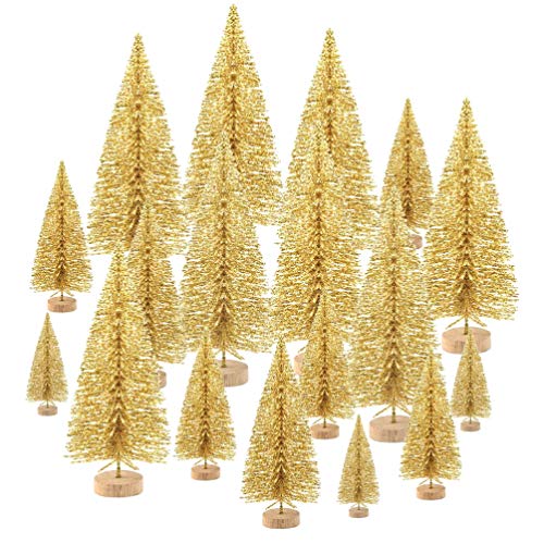 EXCEART 48 Stücke Mini Weihnachtsbaum Golden Sisal Modellbau Miniatur Bäume Kleiner Tannenbaum Künstlicher Christbaum Weihnachten Tischdeko Weihnachtsdeko Baum Micro Landschaft Deko