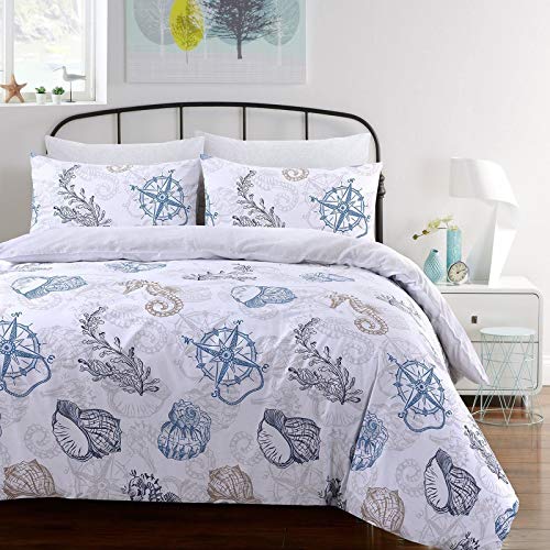 NIMSAY HOME Marinero Náutico 100% Algodón Funda Nórdica 260 x 240 cm y Fundas Almohada 63 x 63 cm Cover