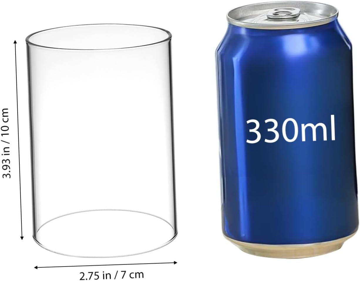 OUNONA 2Pcs Glass Candle Shade Cylindrical Windproof Candle Cover Decorative Glass Holder for Home Dining Room Open Ended Design