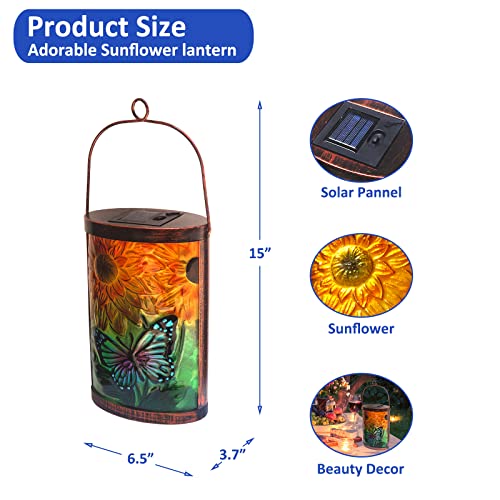 Solar Lantern Outdoor Decorations, Sunflower Butterfly Hanging Solar Lanterns, Solar Lights Outdoor Waterproof Lantern, Solar Table Lantern Gifts For Outside Yard Garden Holiday Party Décor #TOP4