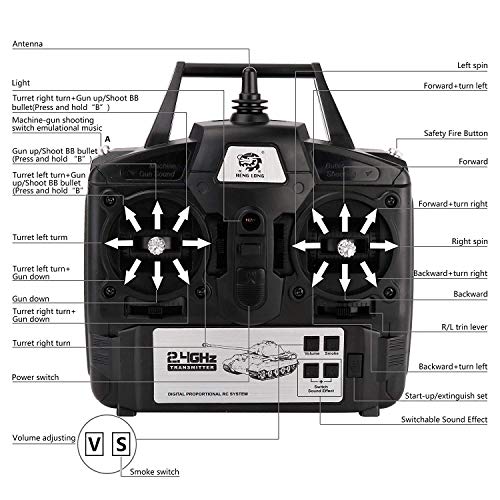 Remote Control 2.4Ghz TK6.0 1/16 Scale Russian T-90 Main Battle Tank RC Air Soft RC Battle Tank Smoke & Sound - Thumbnail 5
