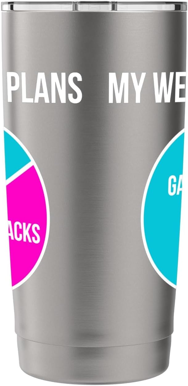 My Weekend Plans Gaming Snacks Sleep Video Game Player Stainless Steel Insulated Tumbler image 2