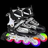 【Durable Klingen Roller】 Der Rahmen von Inline-Rollschuhen besteht aus verstärkter Aluminiumlegierung, glatten 82A-PU-Außenschuhräder, hochgeschwindigkeits stummen BEC-7-Lagern. Ein-Fuß-Bremse könnte jederzeit ein besseres Gleichgewicht und eine Geschwindigkeitssteuerung bieten.