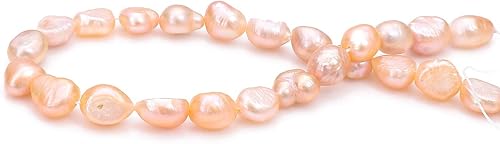 Vista 5 de Beadia - Cuentas de perlas naturales rosadas cultivadas en agua dulce de 7-8 mm, piedras preciosas sueltas para hacer joyería DIY, 13.8"hebra
