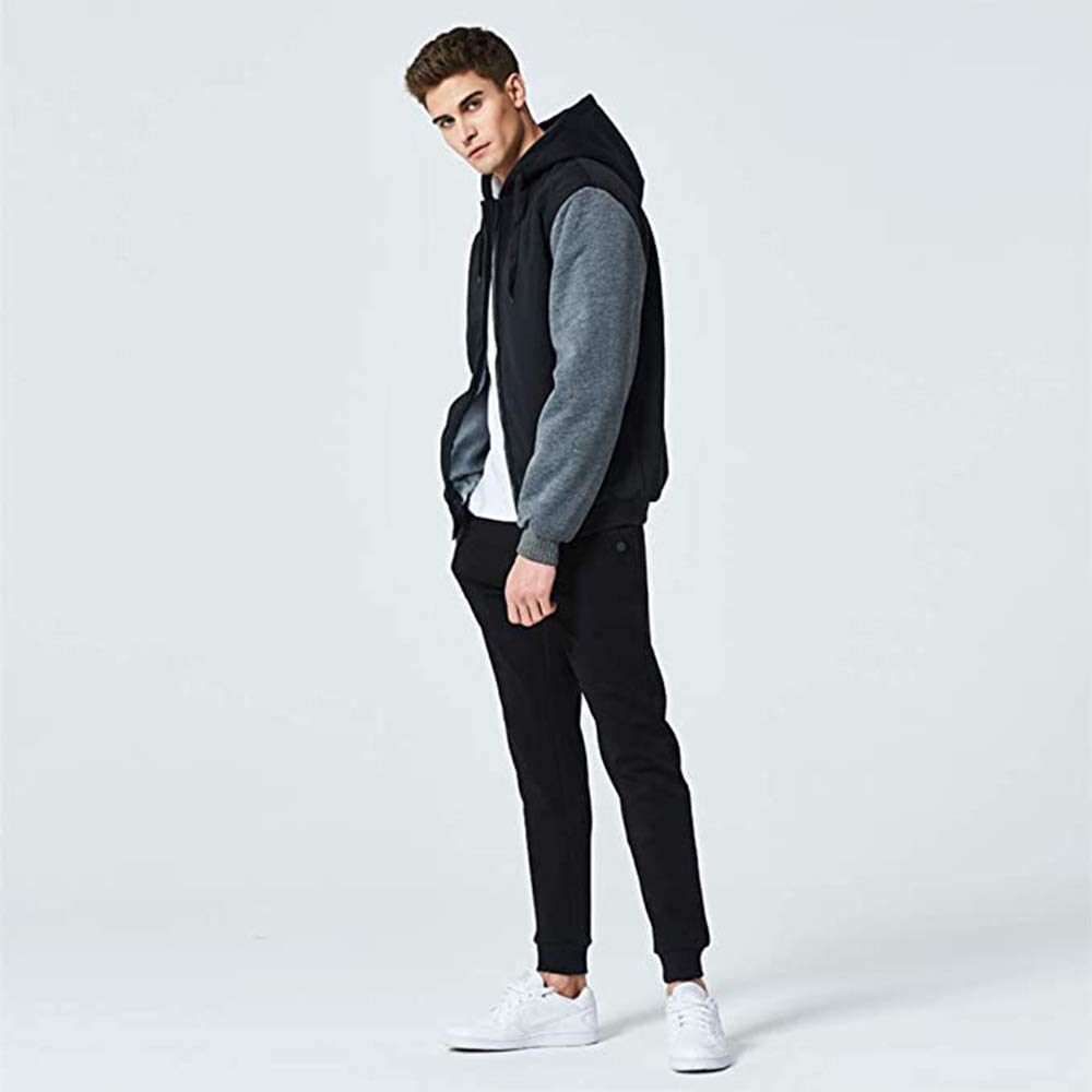 LBL Homme Hiver Chaud Sweats à Capuche Zippé Épaisse Veste de Manches Longues