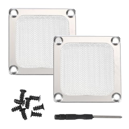 Image of PATIKIL 60mm Fan Filter Grill, 2Pcs Ultra Fine Aluminum Mesh Ventilation Dustproof PC Cooling Fan Grill Covers with Screwdriver and Screws for Desktop Computer Case AC, Silver